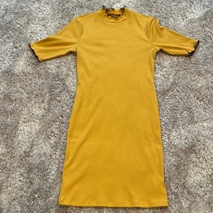Urban outfitters mustard yellow ribbed knit dress.